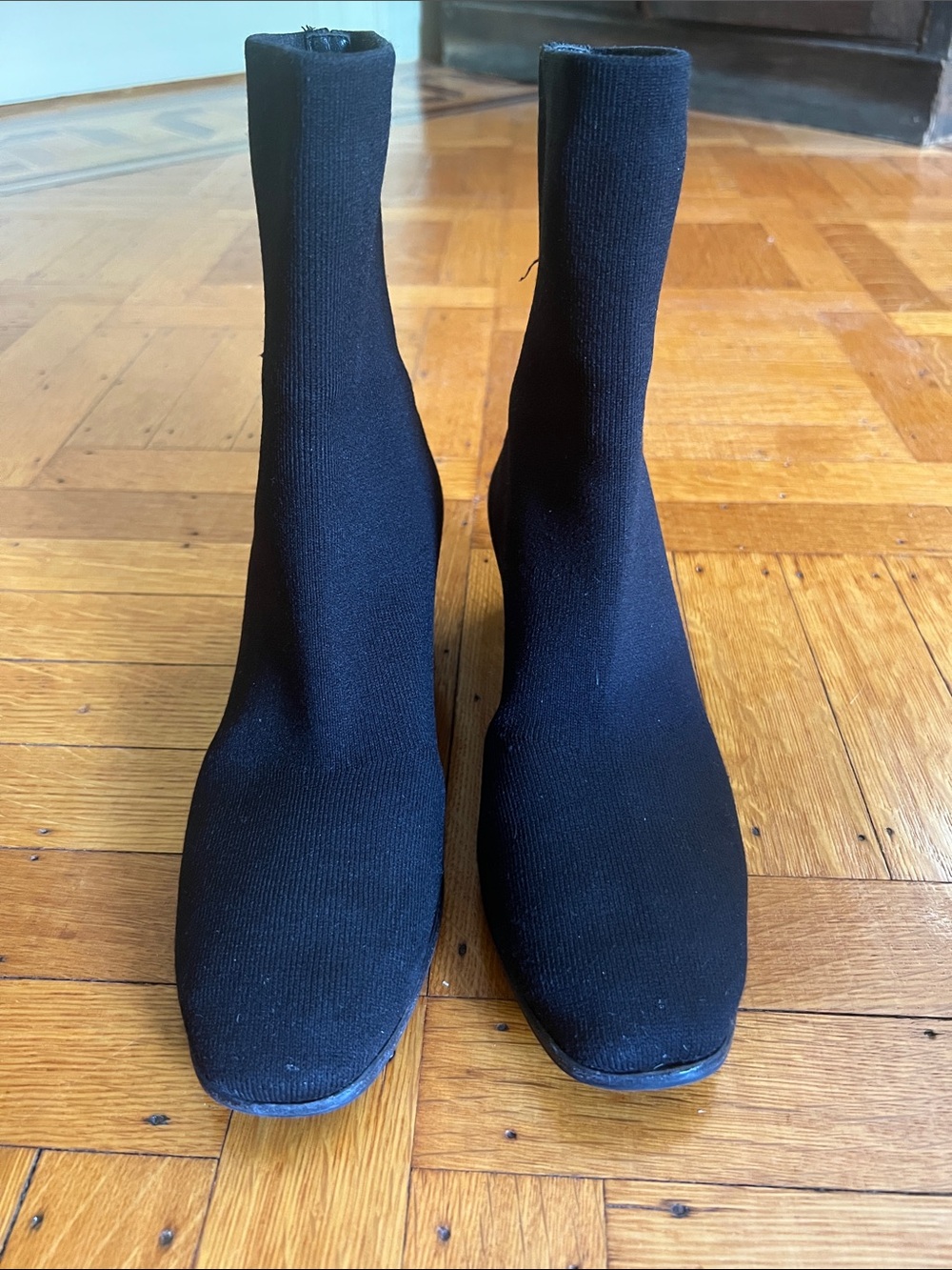 Via Spiga Black Stretch Sock Ankle Boots